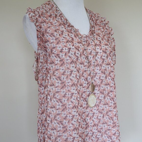 MAISON D'AMELIE Size Small Sleeveless Blouse Career Top Blush Pink floral - Picture 6 of 9